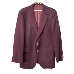 Vintage 70s Warren Sewell Blazer Jacket Size 44 Regular Fit Burgundy Gold Button